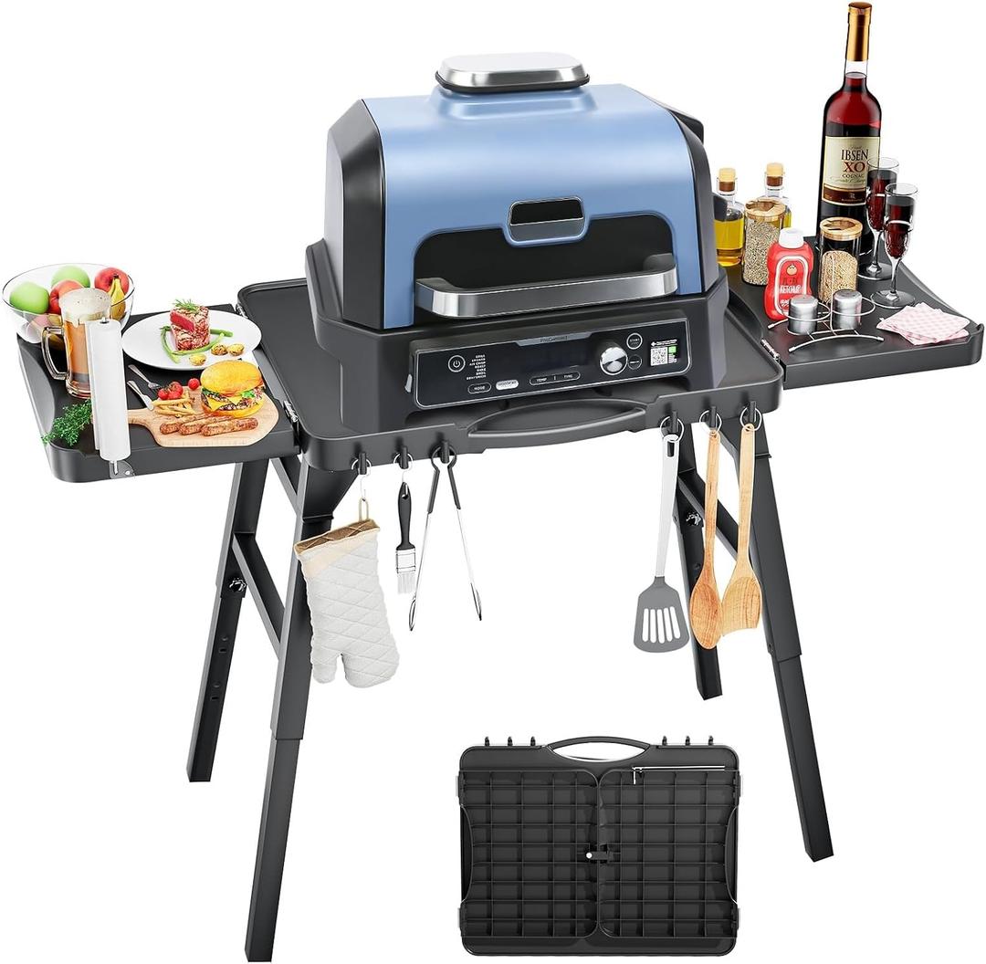 GRISUN 51'' Universal Folding Grill Cart with 3 Adjustable Heights