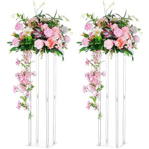 MECCANIXITY Wedding Flower Stand Vase Column, Acrylic Stand 31.5 Inch Tall Rack for Wedding Party Dinner Centerpiece Decorations, Pack of 2