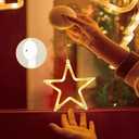 LED Stars Christmas Lights,3 Pack LED Christmas Window Lights,10 LEDs Christmas decorations with Timer for Window Decoration, Christmas Decoration, Balcony, Party, Wedding, Warm White, ON-WJX-3P