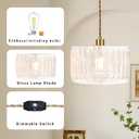 QIYIZM Glass Plug in Pendant Light Hanging Lights with Plug in Cord Milk White Hanging Lamp Gold Dimmable Mid Century Modern Plug in Chandelier Ceiling Fixture for Living Room,Kitchen,Boho