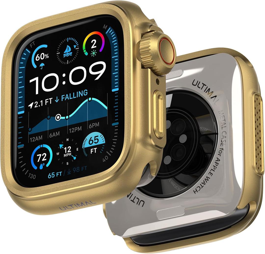 ULTIMAL Metal Case Compatible with Apple Watch Series 11/10 46mm with Back Cover, Military Grade Shockproof Protective Case, Rugged Cover for iWatch 46mm (Gold)
