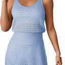 Dokotoo Summer Crochet Hollow Out Knit Beach Bathing Suit Swim Cover Ups Cruise Outfits Vacation Dresses for Women 2026 (Medium, Sky Blue)