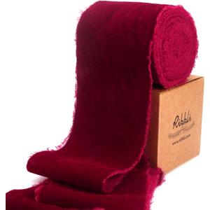 Ribbli Burgundy Velvet Ribbon 3 Inch Handmade Frayed Vintage Christmas Ribbon for Gift Wrapping Christmas Tree Ornament Wreath Craft Home Decor -3 Yards