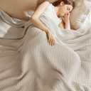 Bedsure 100% Cotton King Size Blanket for Summer, Ultra Soft Waffle Weave King Blanket for Bed, Lightweight Thin Woven Breathable Bedding Gifts for Women, Men, Kids, Linen Beige, 108" x 90"