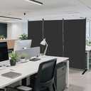 MAYOLIAH 3-Panel Black Room Divider 6ft Tall Folding Privacy Screen w/Flat Base Portable Office Partition Indoor Wall Separator 101" W X 72" H