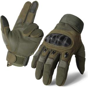 Motorcycle Tactical Gloves for Men - Touchscreen, Hard Shell & Palm Padding for Airsoft Paintball Hunting Hiking Camping Climbing Sports Cycling Gloves, Green Small
