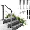VEVOR Handrail for Outdoor Steps, 2-3 Steps Arch#2 Outdoor Handrail, Adjustable Wrought Iron Staircase Handrail, Thickened Stair Railings for Porch Railing, Deck Handrail