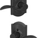 Schlage F10 ACC 622 CAM Accent Door Lever with Camelot Trim, Hall & Closet Passage Lock, Matte Black