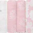 GLLQUEN BABY Receiving Blanket Boy Cotton Muslin Swaddle Blankets Girl Newborn Squares Breathable & Soft Thin Baby Blankets Cloths Double Absorbent Infant Swaddling Wrap - 6 Pack (Rosebud)