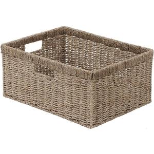 StorageWorks Extra Large Wicker Baskets for Organizing, Seagrass Storage Basket with Built-in Handles, 1 Pack