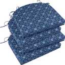 Basic Beyond Outdoor Chair Cushions Set of 4, Outdoor Cushions for Patio Furniture, Water Resistant Patio Chair Cushions with 2 Ties, 17x16x2, Blue Circles