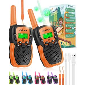 Vvinca Kids Walkie Talkies Rechargeable Toys Gifts for Ages 3 4 57 812 Year Old Boy Girl Halloween with Flashlight 22 Channel 2 Way Radio, 3 KM Long Range Walkie Talkie for Adventure Game Camping