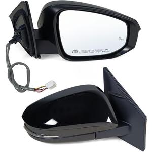 Right Passenger Side Mirror Assembly Fits 2015-2018 Toyota Rav4 with Power Glass Heated Turn Signal and Blind Spot without Puddle lights Match Black Replace TO1321343(8 Pins)