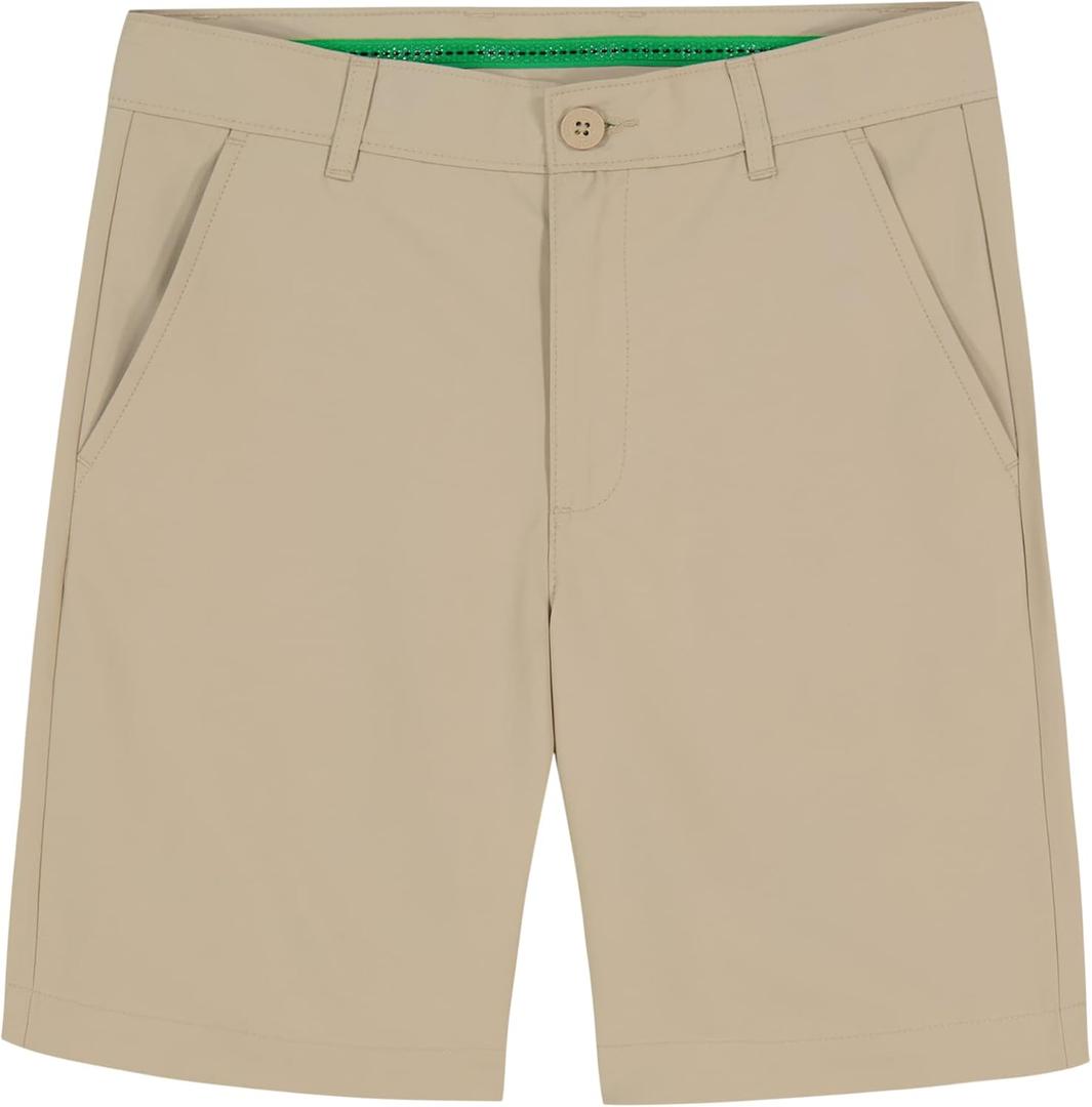 Izod Boys' Performance Golf Swingflex Stretch Straight Fit Short (8, White Pepper)