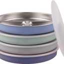 Elk and Friends Stainless Steel Divided Plates with Silicone Sleeve for Babies & Toddlers | Lids Included | Stay Put Suction | Dinner & Snack Plates | 4 Pack