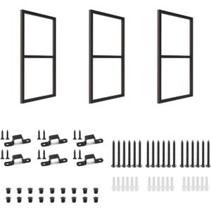 2-Tier Square Shelf Bracket, 26-3/8" Height, Wall/Ceiling Mount Storage Shelving, Black Powder-Coated Carbon Steel Carbon Steel, Rust-Resistant, 110 lbs Capacity, 3 Pack