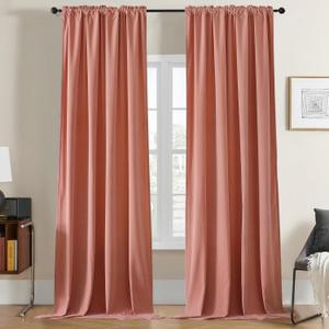 Joydeco Pink Velvet Curtains 108 inch Length 2 Panels, Luxury Blackout Rod Pocket Thermal Insulated Window Curtains, Super Soft Room Darkening Drapes for Living Dining Room Bedroom,W52 x L108 inches