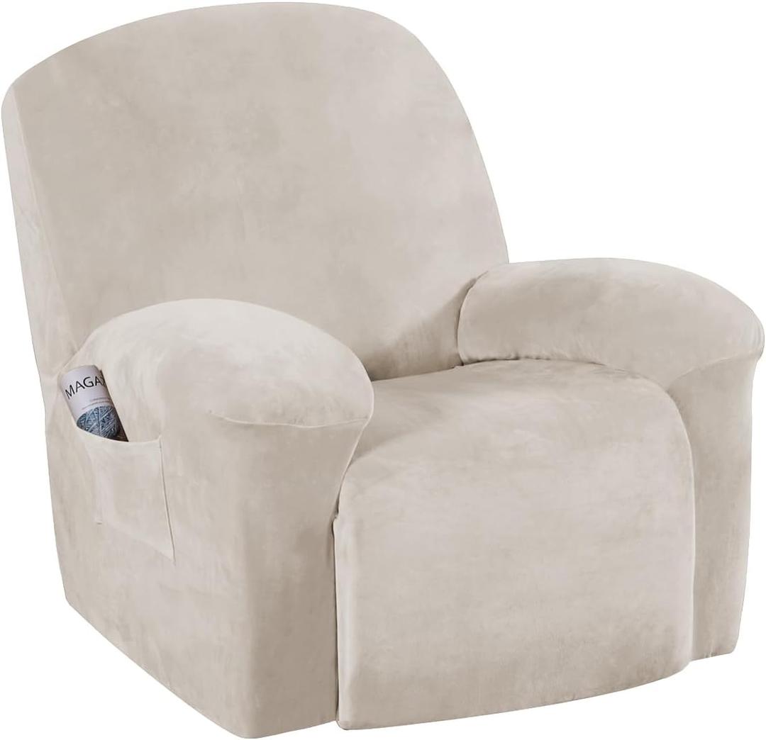 H.VERSAILTEX Stretch Recliner Slipcovers Recliner Chair Cover Sofa Furniture Cover 1-Piece Modern Rich Velvet Form Fit Stylish Protector Feature Rich and Soft Fabric (French Oak, Large)