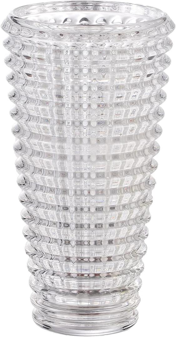 MCMCNCUIU Large Crystal Vase for Flowers, Clear Cylinder Vase, Large Glass Vases, Modern Decorative Vases for Living Room, Bedroom, Kitchen, Dining Table, Mantle, Wedding, Heavy Duty, 11 Inch