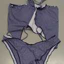 seamoly Tankini Bikini Sets for Women Plaid Ruffle Cheeky High Cut Swimsuit Sexy Two Piece Bathing Suits Blue Gingham S