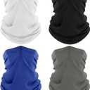 4 Pack Neck Gaiter, Cooling Breathable Face Mask UV Protection Scarf Hiking Bandana for Men/Women (Black+gray+white+blue)