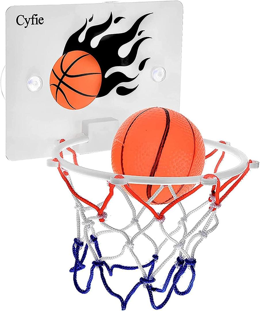CYFIE Basketball Hoop Toddler, Bathtub Bath Toys for Office Desk Bathroom Slam Dunk Games, Suction Cup Basketball Hoop for Kids Girls Boys (Mini Basketball Hoop)