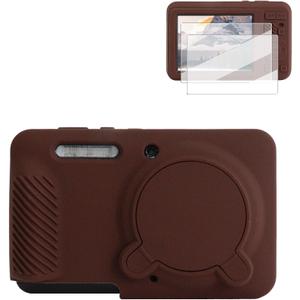 Rieibi Silicone Case for Kodak PIXPRO FZ55 Case, Accessories for Kodak PIXPRO FZ55 Camera Case with 2 Pcs Screen Protectors, Detachable Lens Cover for PIXPRO FZ55 Camera,Coffee