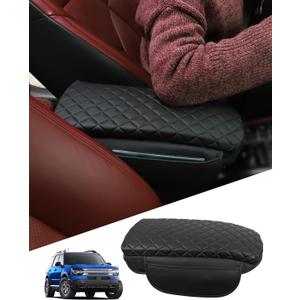 for Bronco Sport Center Console Armrest Cover 2026 2025 2024 2023 2022 2021 Bronco Sport Accessories Black with Pockets Upgrade Arm Rest Pad Console Cushion Lid