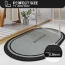 Ultra Thin Oval Bath Mat Bathroom Rugs, Quick Dry Super Absorbent Washable Bath Shower Mats, Rubber Backing Non Slip Bathroom Rug Fit Under Door, 16x24, Border Grey