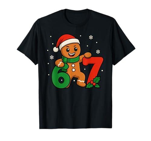 67 Christmas 6 7 Gingerbread 6-7 Meme Six Seven Boys Kids T-Shirt M