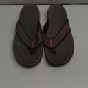 KIIU Mens Thong Sandals Indoor and Outdoor Beach Flip Flop (11, Brown/Orange)