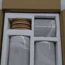 Farmlyn Creek Sugar & Coffee Container Set 3-Piece - White Marble Finish Ceramic Jar Set - Airtight Wood Lids - Ceramic Containers with Lids for Countertop Storage (5.9"/4.9"/3.9)