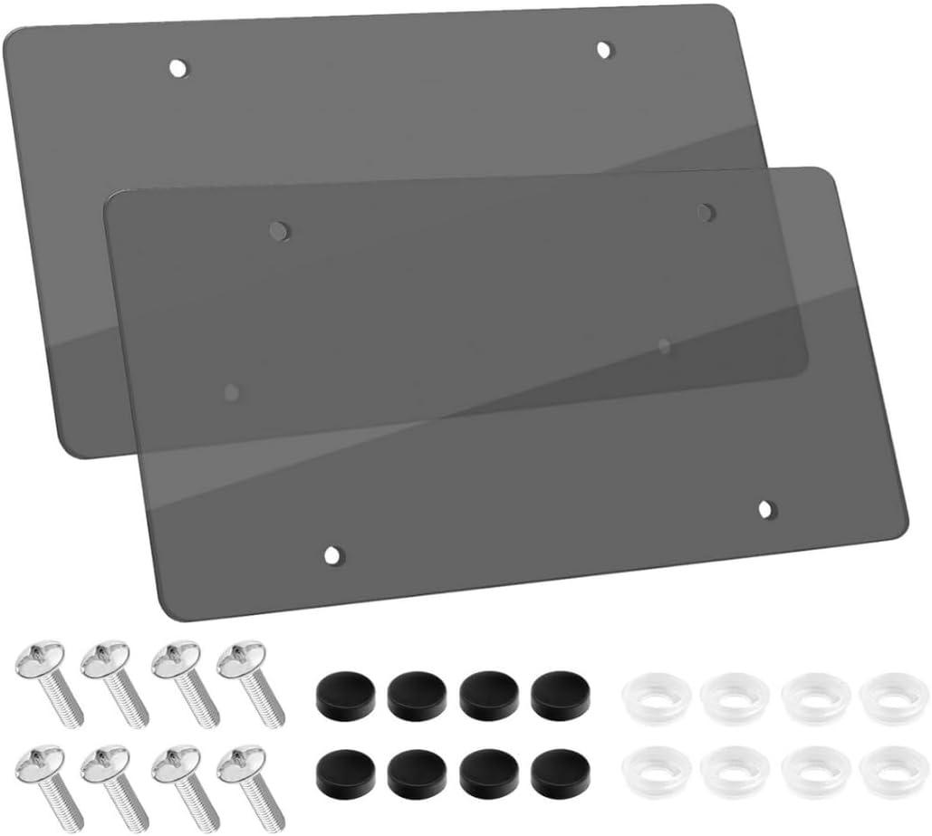 2 Transparency Flat License Plate Frame,License Plate ProtectorABS Car Front/Rear License Plate Frame with Screws Caps, Fit Any Standard US PlatesTransparency Flat License Plate Frame