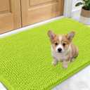 OLANLY Dog Door Mat for Muddy Paws 24x16, Absorbs Moisture and Dirt, Absorbent Non-Slip Washable Doormat, Quick Dry Chenille Mud Mat, Entry Indoor Entryway Carpet for Inside Floor, Bright Green