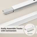 Curtain Track, Ceiling Curtain Track with Roller Hooks, Ceiling Mount Rail Set for Room Divider, 9ft - 12ft (White)