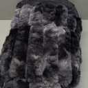 Cozy Bliss Faux Fur Throw Blanket for Couch, Cozy Warm Plush Striped Blanket for Sofa Bedroom Living Room, 90 * 90 Inches Tie-dye Black