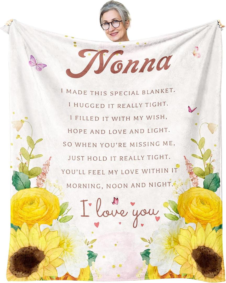 Mothers Day Nonna Gifts, Gifts for Nonna, Nonna Gifts for Grandma, Nonna Birthday Retirement Gifts, Nonna Gifts from Grandkids/Grandchildren, Best Nonna Ever Gift Throw Blanket 60"x50"
