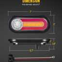Partsam 2PCS 6 Inch Oval LED Trailer Tail Lights with Halo Glow 54 LEDs, 4-in-1 Stop Turn Tail Brake Reverse Combo Red/White/Amber, IP67 Waterproof Flush Mount Grommet Kit 10-30V, Patent Pending