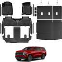 Floor Mats for Chevy Suburban/GMC Yukon XL 2021-2026, All Weather Floor Mats Trunk Cargo Liner with Backrest Protectors and Door Sill Guards Accessories, Full Coverage Set (Fit 7 Seats)