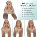 Munx Ash Blonde Straight Human Hair Wig Pre Plucked Real Ear To Ear 13x6 Lace Front Glueless Wig Bleached Invisible Knots Wear and Go 180% Density 18Inch HD Transparent Colored Frontal Wigs