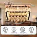Crystal Chandelier LED Modern Square Crystal Ceiling Light, Raindrop Style Flush Mount Ceiling Fixture for Dining Room, Living Room, Kitchen, Foyer Warm White