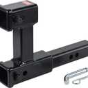 864131 Dual Hitch Receiver with 7-1/2 inch Rise/Drop, Receiver Hitch Extension with Hitch Pin & Clip, Fits 2 inch Hitch Receiver