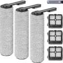 Keluke Roller Brush and Filters Replacement Compatible with Tineco Floor ONE S5/Floor One S5 Pro Cordless Vacuum Cleaner,(NOT for S5 COMBO) Replacement Parts Include 3 Brush Rollers, 3 Filters