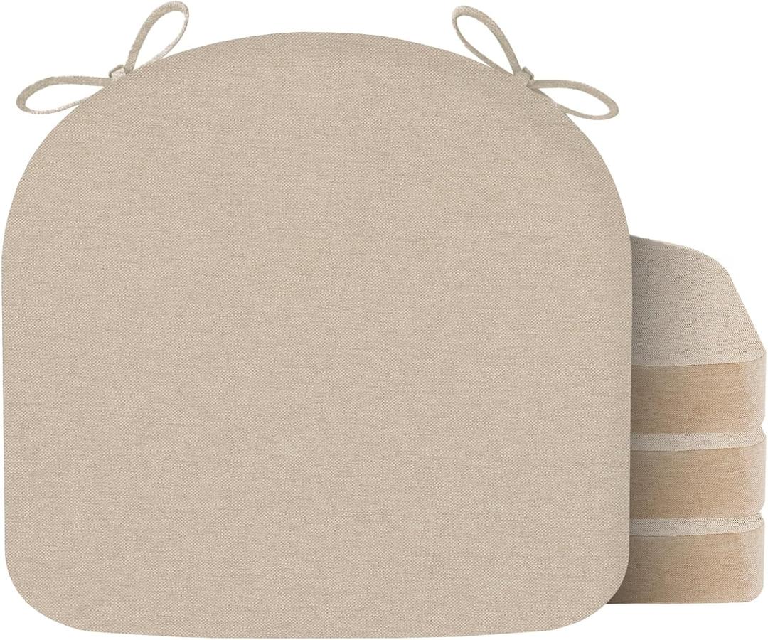 Chair Cushions for Dining Chair Seat Set of 4, Memory Foam Chair Pads Help You Relief from Sedentary Discomfort in The Office or Kitchen and Dining Rooms(17" x 16" x 2.5", Beige)