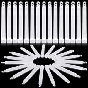 Shappy 30 Pcs 6 Inch Large Glow Sticks Emergency Glow Camping Sticks with 12 Hour Duration Lights Easter Day for Easter Party Storms Blackouts Bulk Accessories (White)