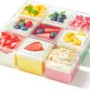 Qeirudu 5 oz Square Dessert Cups with Lids and Spoons, 50 Pack Mini Plastic Dessert Cups Small Serving Cups for Pudding Mousse Yogurt Parfait Appetizers Fruit