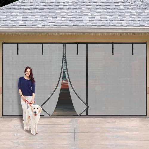 SmoothNovelty Garage Door Privacy Screen for 2 Car with Privacy Protection, Heavy Duty Magnetic Garage Screen Door, Breathable, Easy Install and Pass Through (16 x 7 ft)