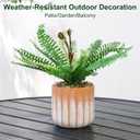Artificial 21 Fronds Boston Ferns with Pot for Home and Outdoor Decor, Large Faux Fern Plants Decoration for Office & Living Room, Patio, Garden, Suitable for Christmas Decor (Pink & White Pot)