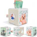 Fun Baby Tissue Box with Stimulating Mirror For Endless Entertainment - Soft Montessori Toy w/ Crinkle Paper & Fabric Tissues - The Perfect Sensory Toy For Newborn/Infant Development From 6-12+ Months