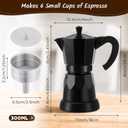 Coffee Pot 6 Cup Electric Espresso Coffee Maker Italian Moka Maker 300ml Portable Aluminum Espresso Machine Cafetera Moka Pot with Detachable Base, Gift for Home Travel(Black)
